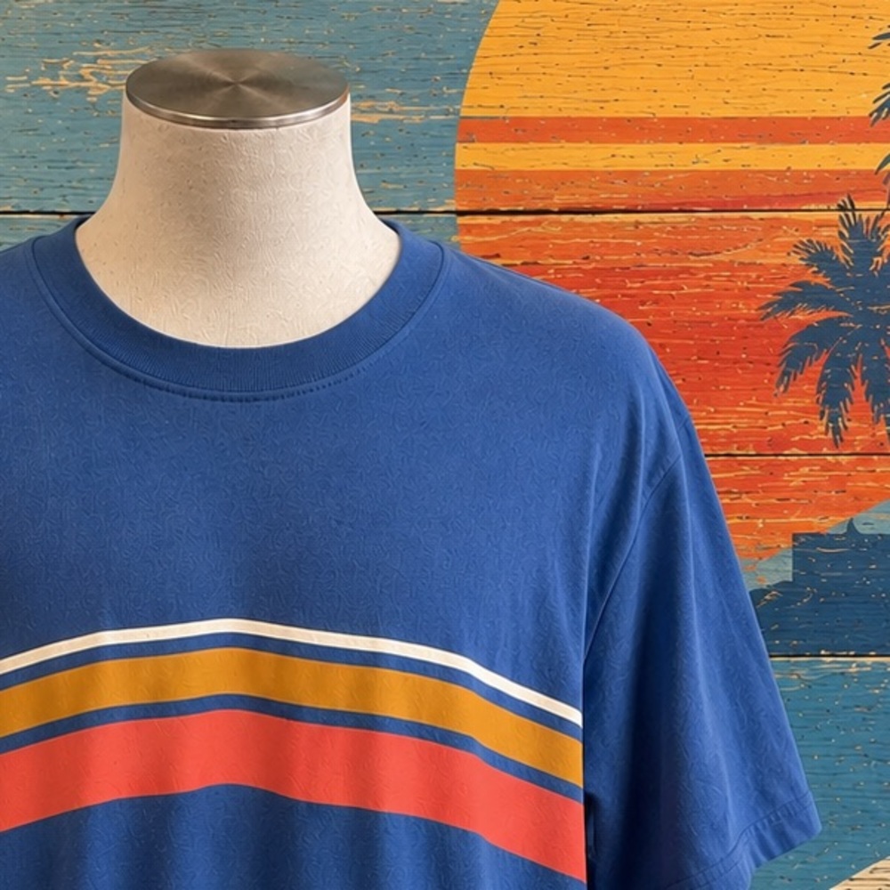 Katin Retro Stripe Surf Tee XL Blue Sunset Stripe 100% Cotton Coastal Skate